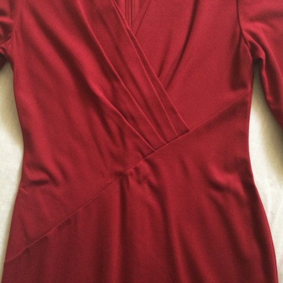 Lafayette 148 Red Pleated Crossover Bodice Dress 8 - Picture 4 of 13